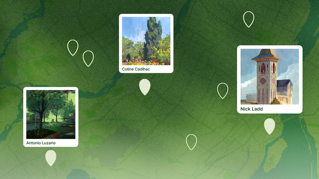 The Painted Places map with artwork pins from artists around Montréal